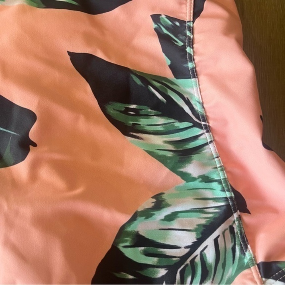 Waikiki Hawaii Orange & Green Palm Leaf‎ One Piece Swimsuit Lace Up Back NWT - Picture 12 of 12